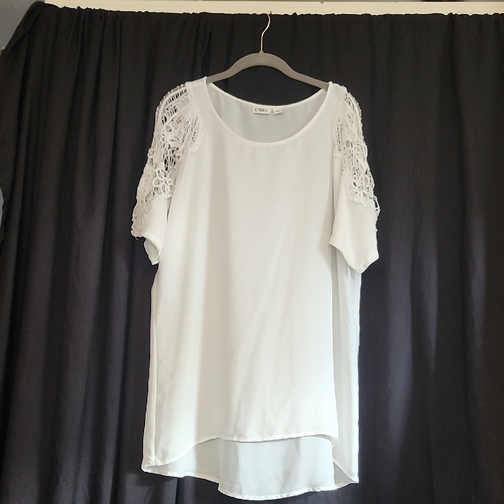 Cato White Blouse with Lace Sleeves